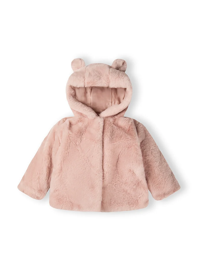 MINOTI Girls baby jacket with bear ears light pink